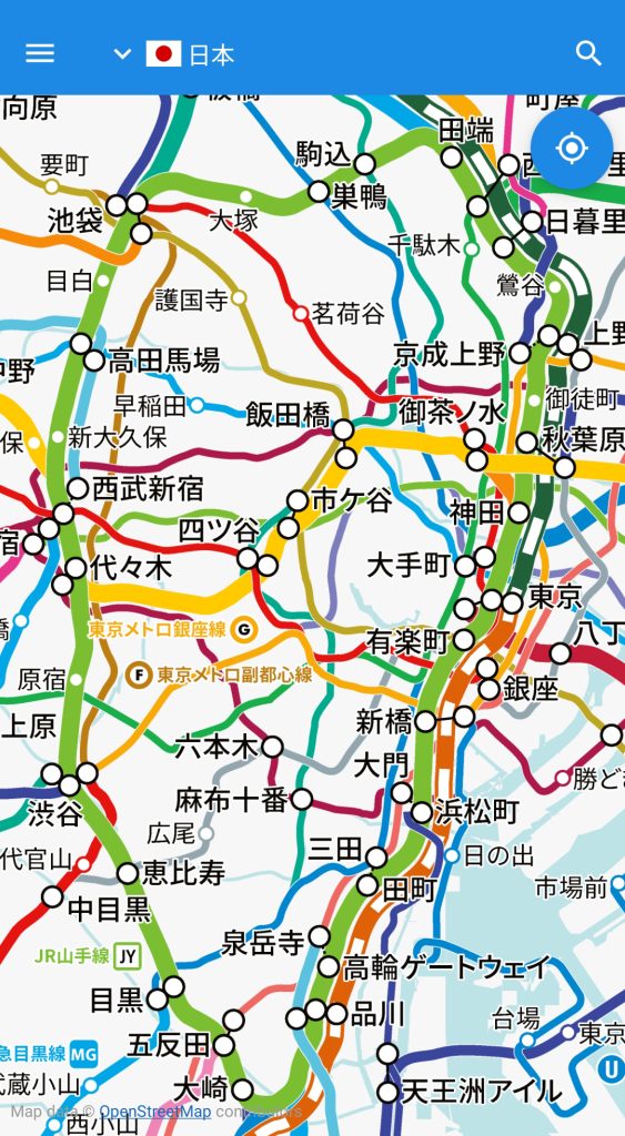 （改进前）缩小到传统最小放大倍率时的路线图显示示例