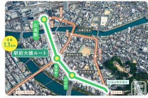 广岛电铁“站前大桥线”将于2025年8月3日（星期日）开通的位置图（广岛电铁提供）